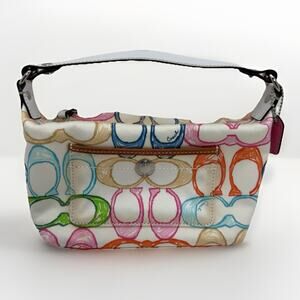 Coach Hamptons Weekend Scribble Top Handle Pouch Mini Bag Y2K Colorful Purse